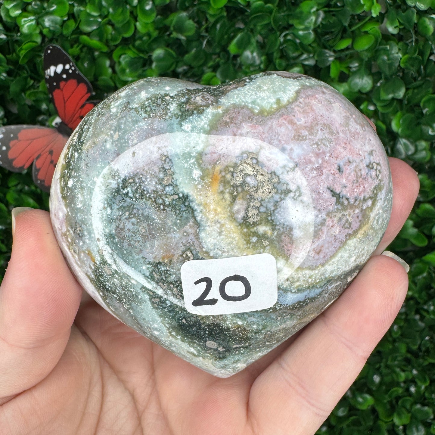 Sea Jasper Heart Carvings