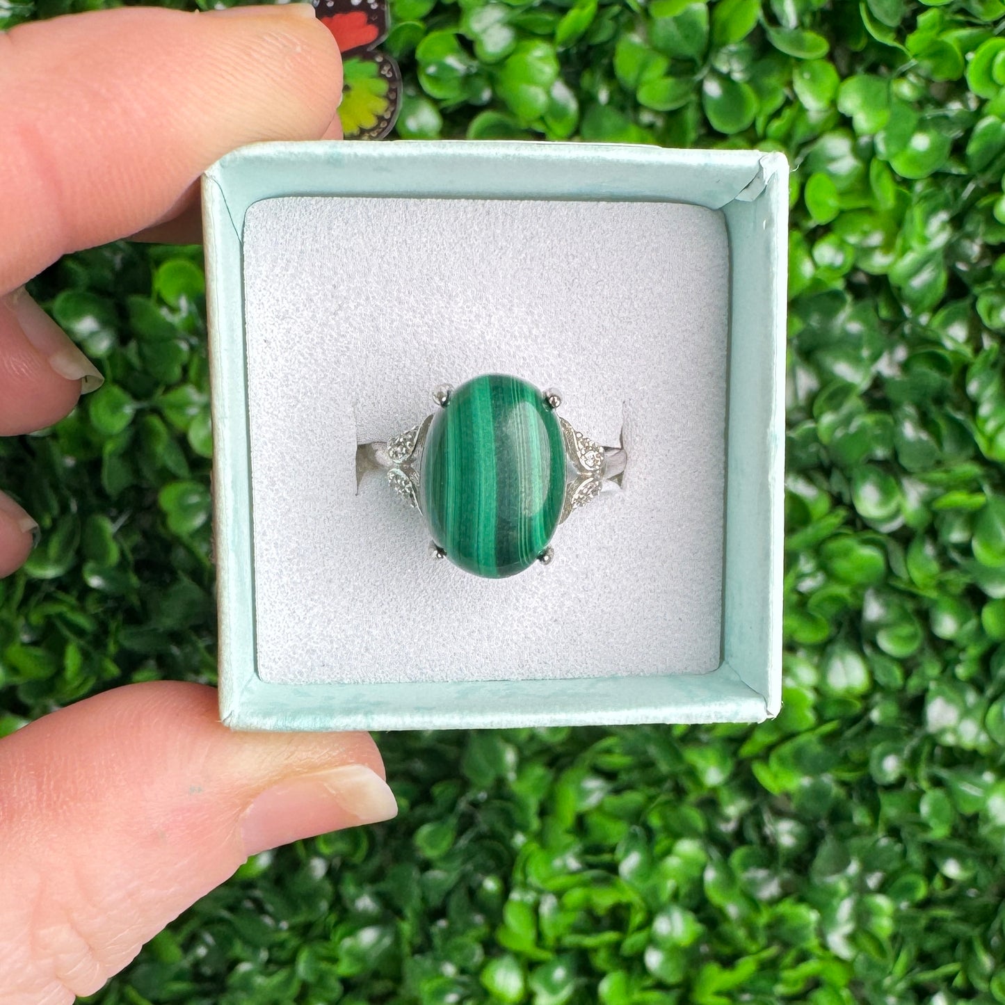 Malachite Rings 925 sterling silver adjustable