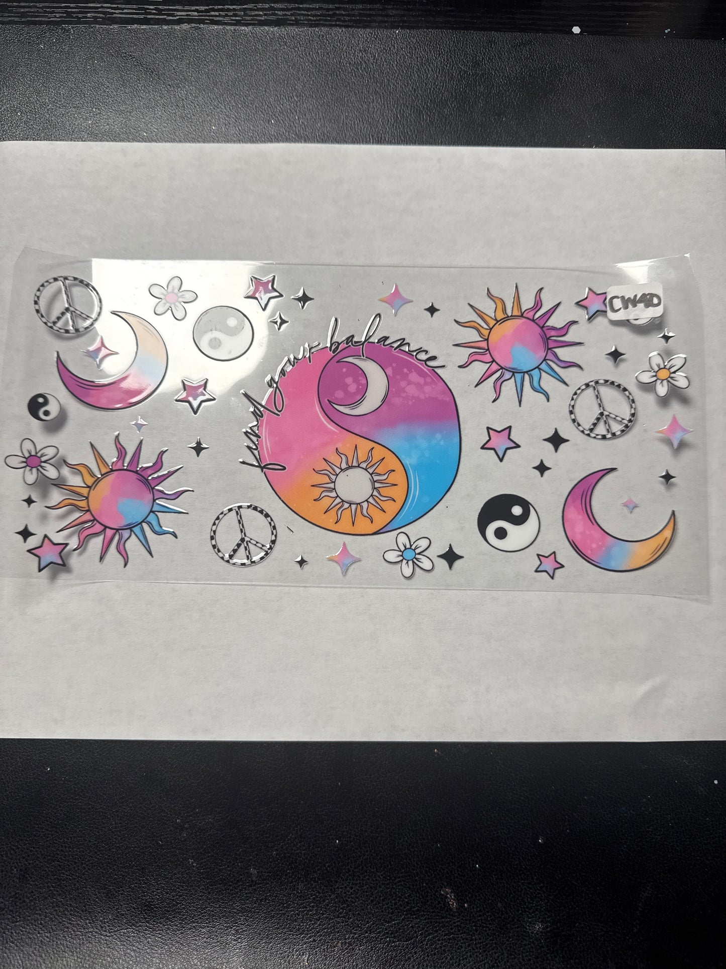 CW40 Sun, moon and ying yang crystal witchy style UVDTF wrap