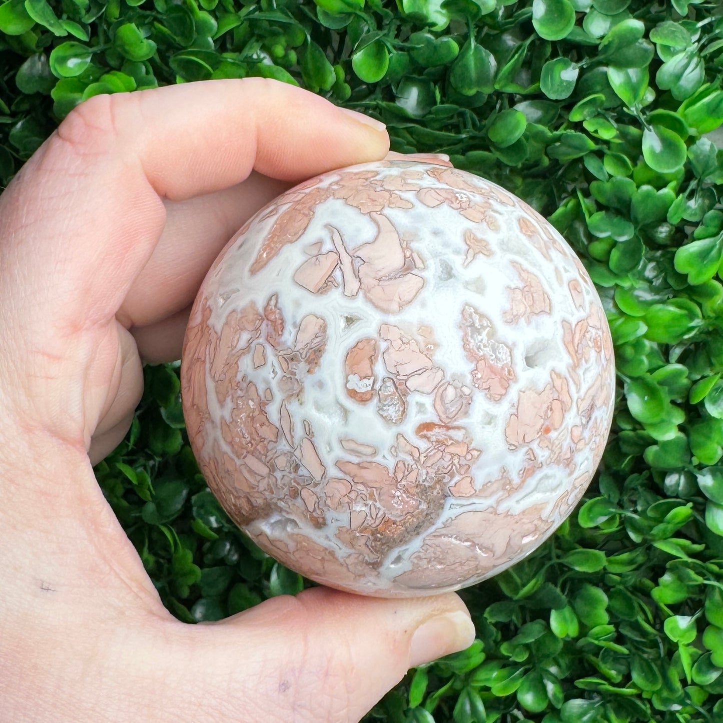 Pink cotton candy agate sphere