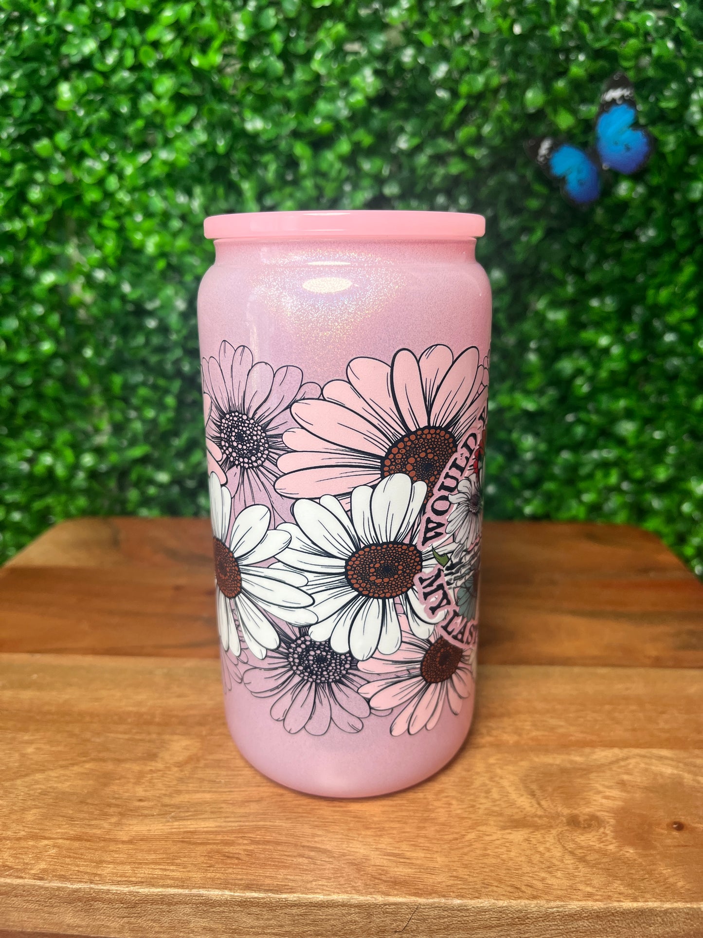 16oz Funny Skull Flowers UVDTF Glass Cup