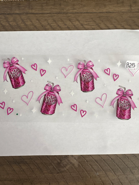 B25 pink soda can with bows and hearts uvdtf wrap