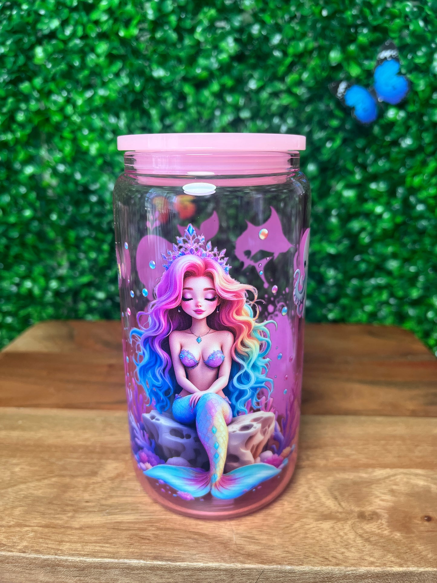 16oz Mermaid Ocean UVDTF Glass Cup