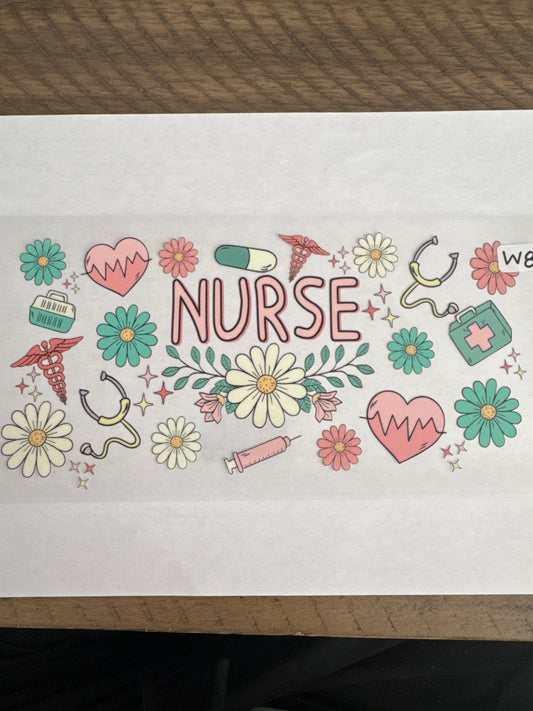 W8 nurse and flower uvdtf wrap