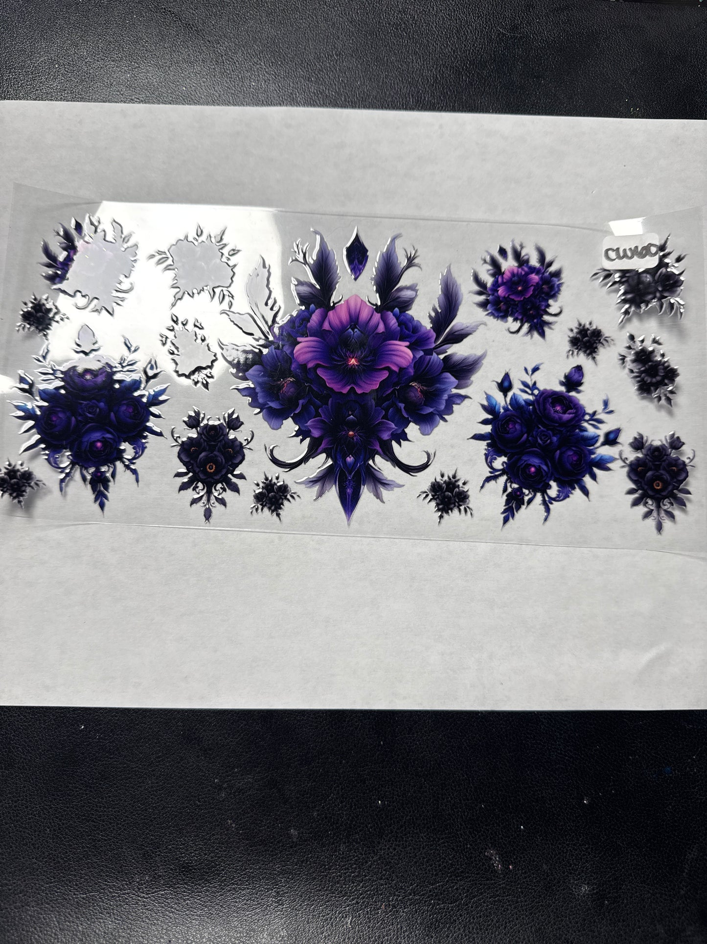 CW60 Dark purple flower crystal and witchy style uvdtf wrap
