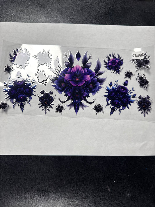 CW60 Dark purple flower crystal and witchy style uvdtf wrap