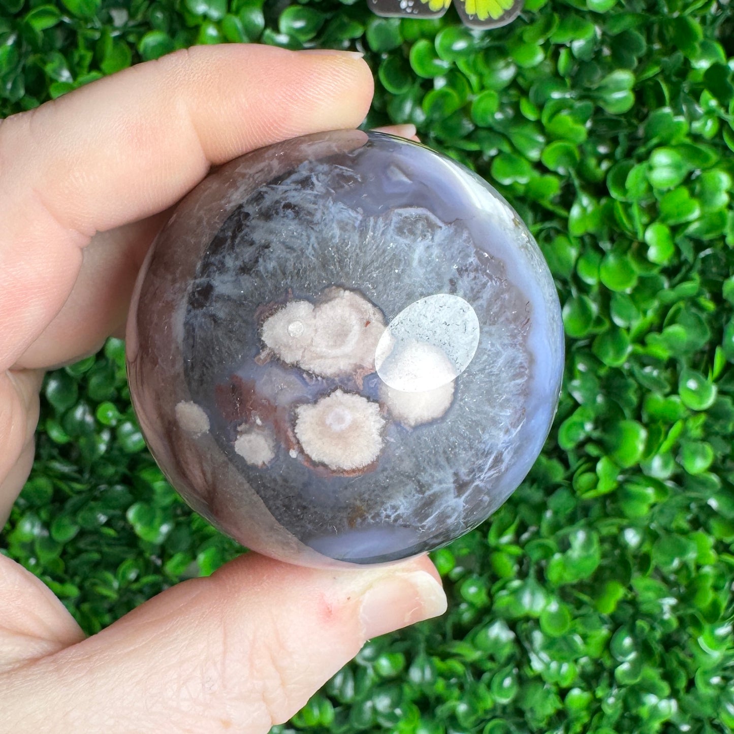 Black Flower Agate Sphere 39