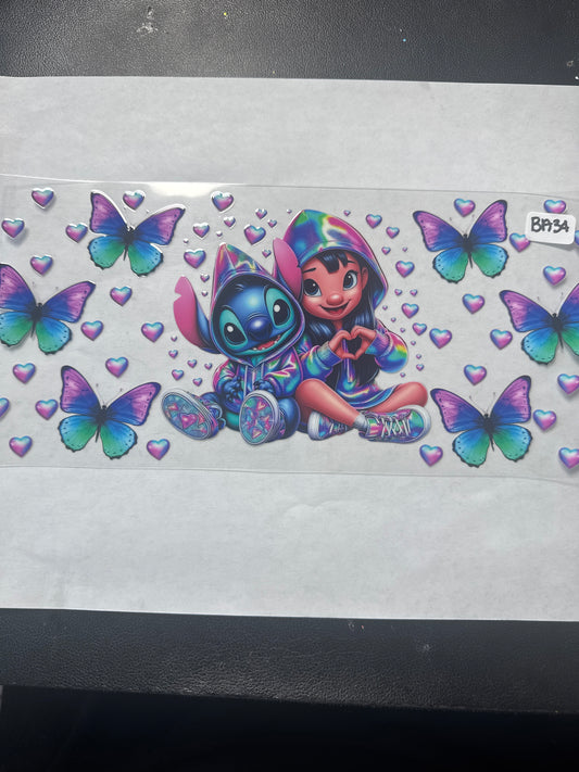 BA34 Blue alien wrap with girl and heartsbblggt
