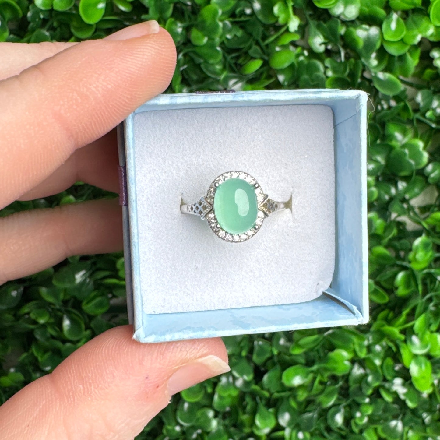 925 Sterling silver adjustable chrysoprase ring