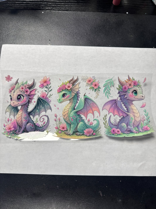 UD21 Teal and purple dragons with flowers uvdtf wrap