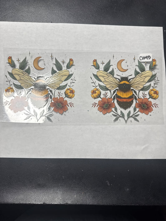 CW45 Bee flower and moon crystal and witchy style uvdtf wrap