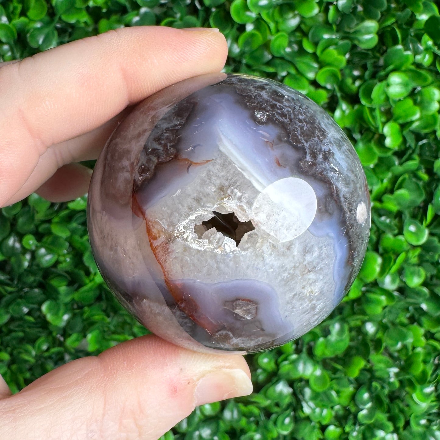 Black Flower Agate Sphere 39