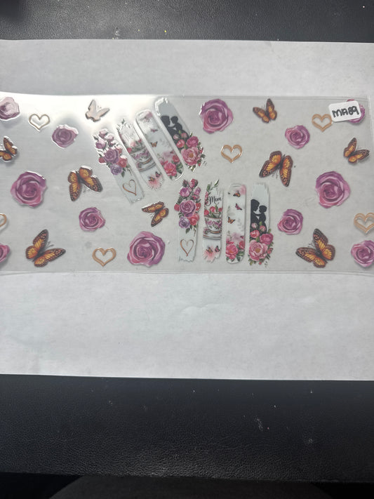 MA 89 Mama wrap with butterflies and flowers