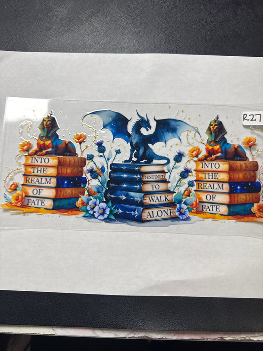 R27 dragon and sphinx with books uvdtf wrap