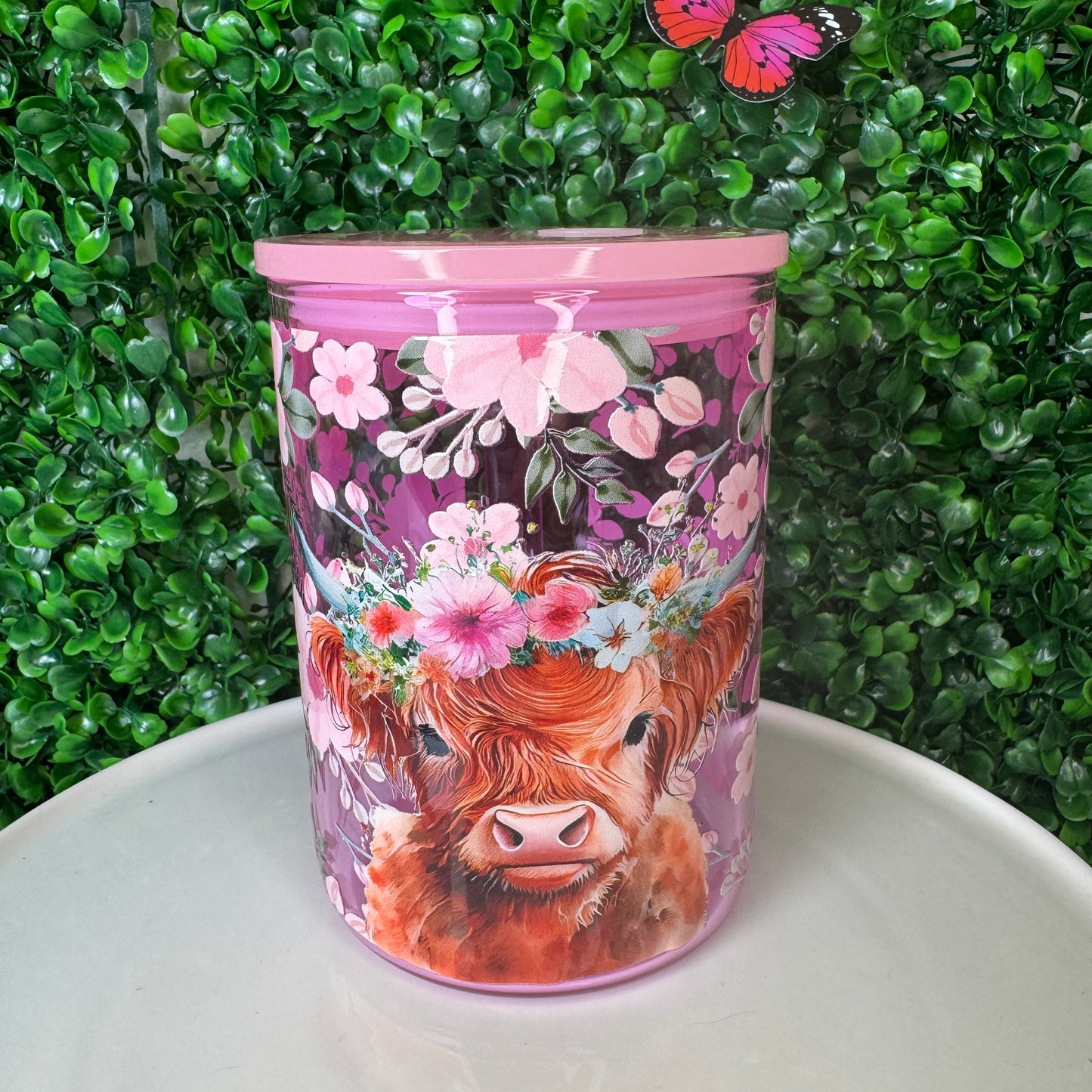 17oz Light Pink Highland Cow Mug