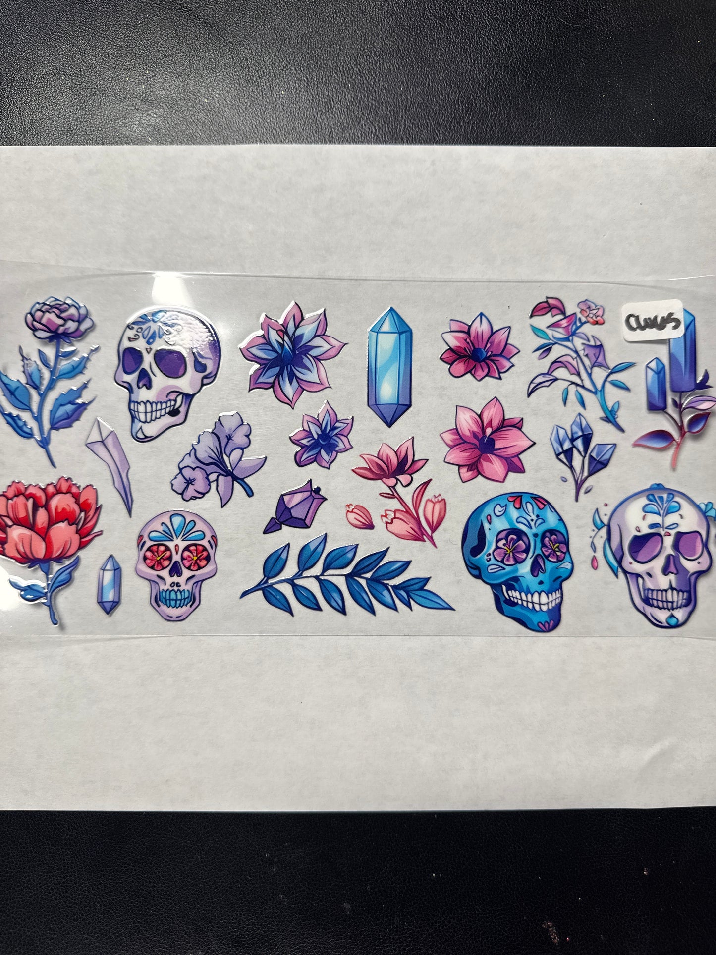 CW skulls and flowers crystal witchy style uvdtf wrap