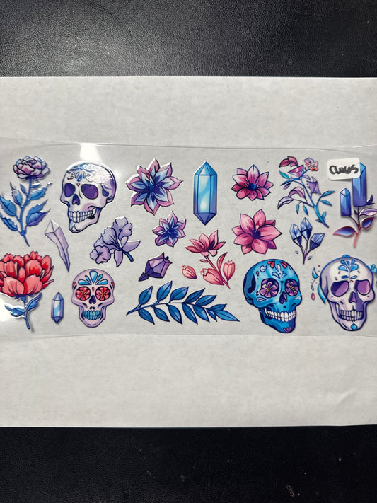 CW skulls and flowers crystal witchy style uvdtf wrap