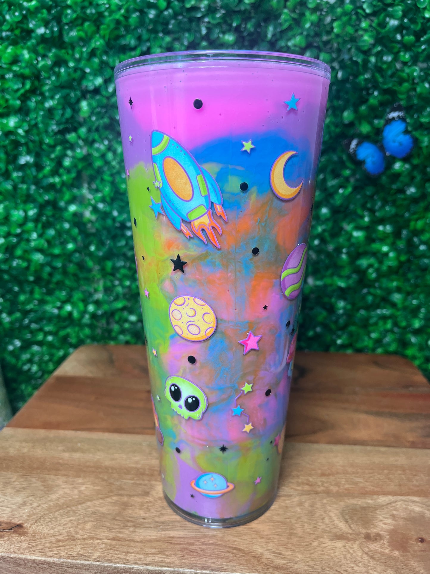 24oz Stay Weird Alien Colorful UVDTF Cup