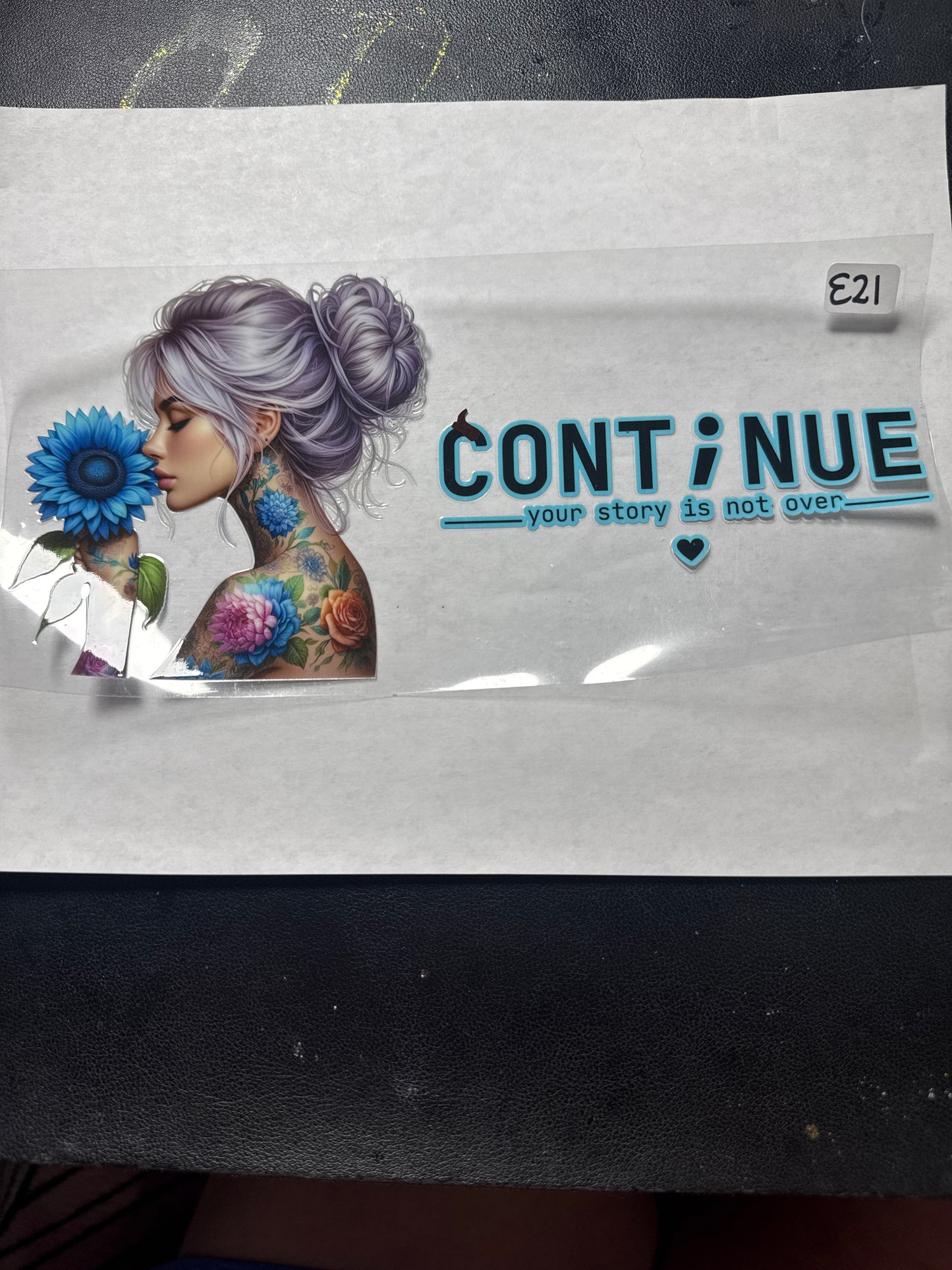 E 21 suicide awareness uvdtf wrap with tattood godess and flower
