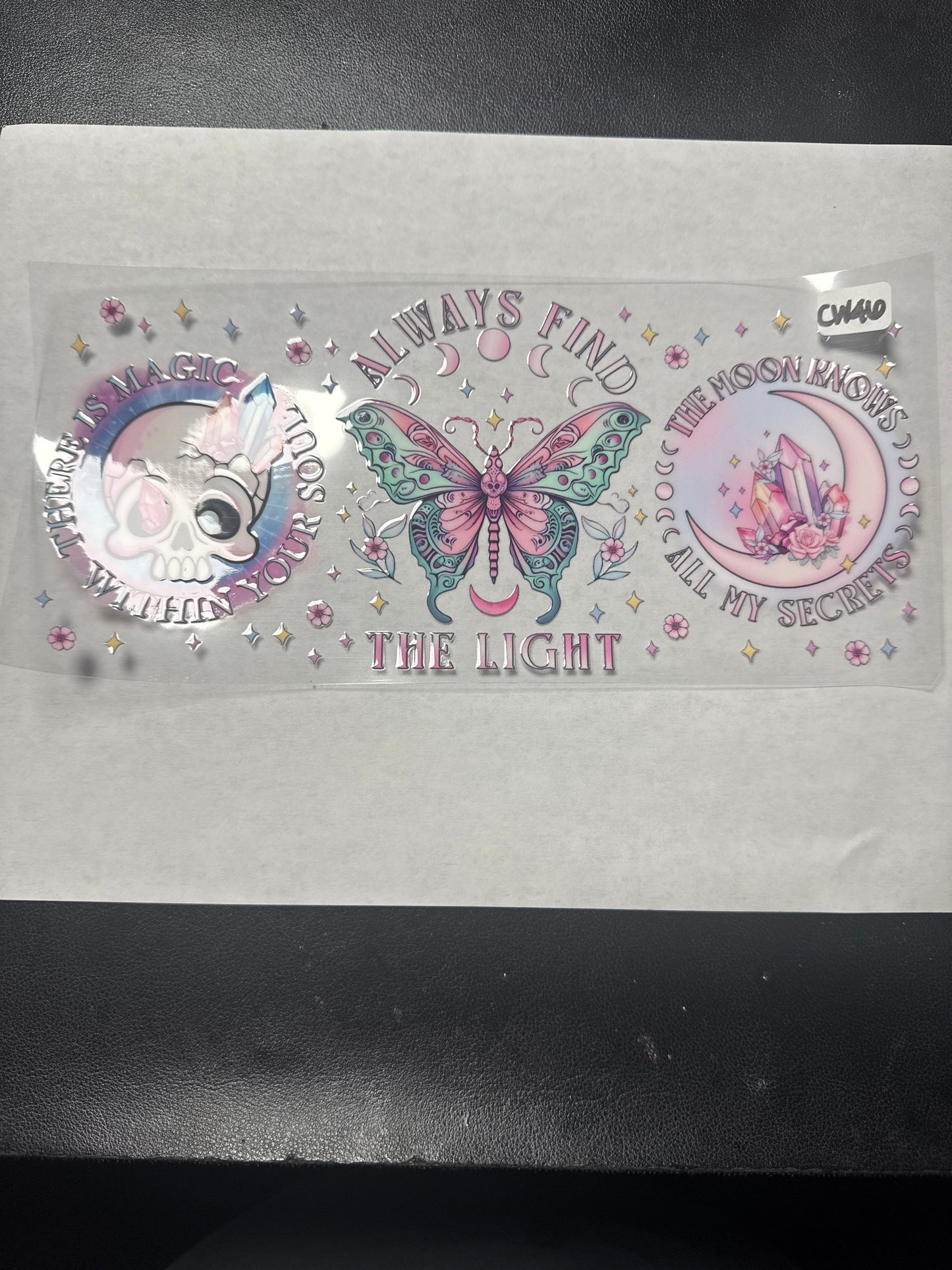 CW46 Butterfly moon and skull crystal witchy style uvdtf wrap