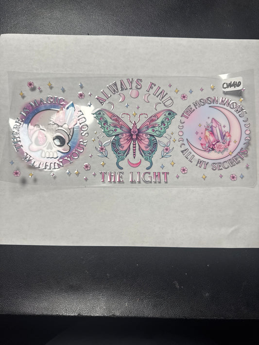 CW46 Butterfly moon and skull crystal witchy style uvdtf wrap