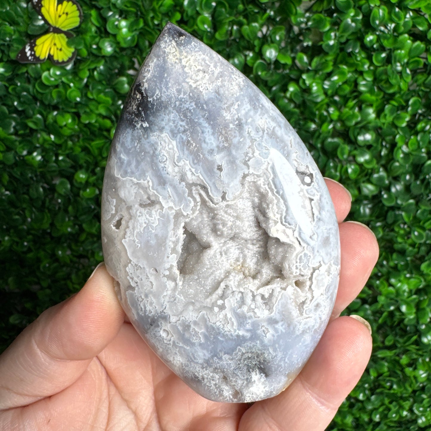 Druzy Blue Plume Agate Flame