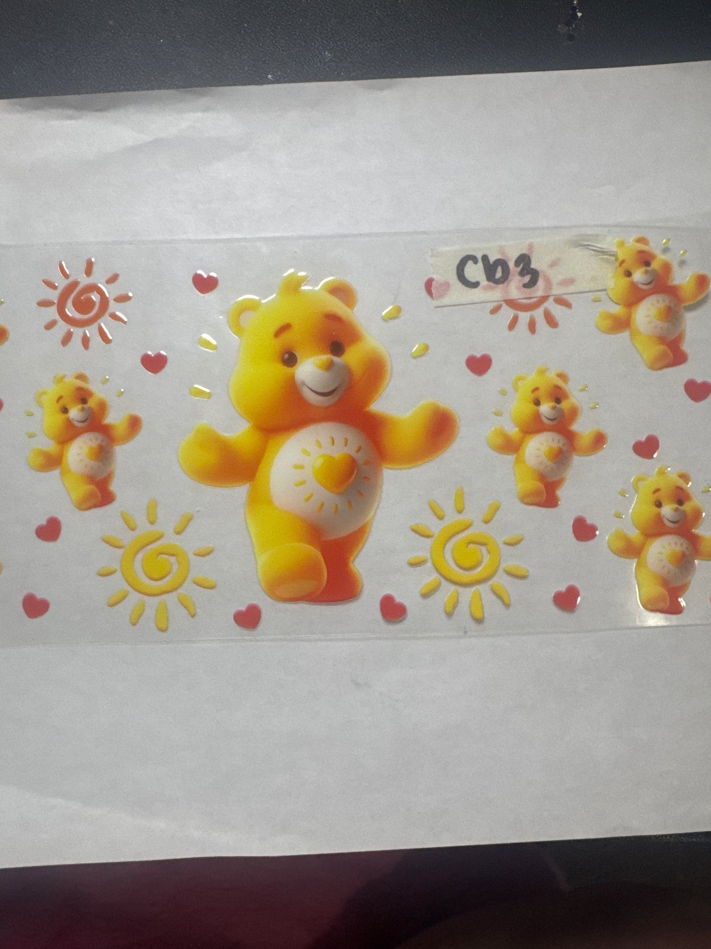 CB3 yellow bear with suns and hearts