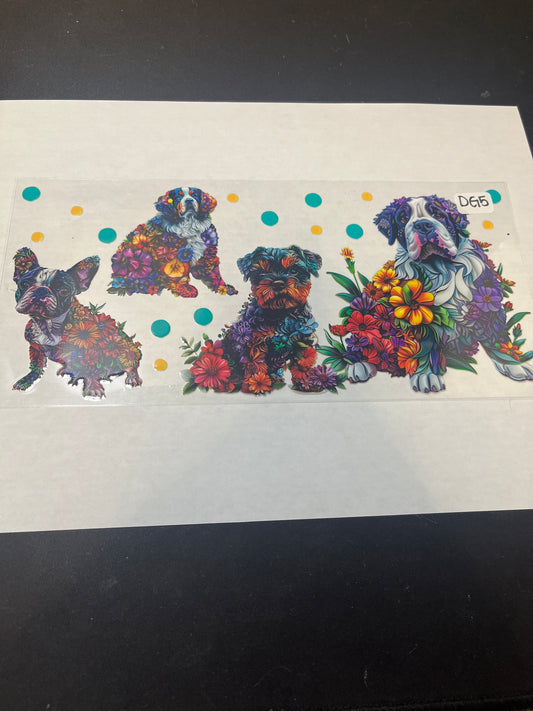 DG5 Dog Flowers UVDTF Wrap