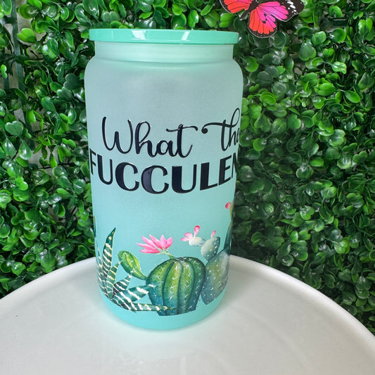 16oz Mint Green What The Fucculent UVDTF Cup