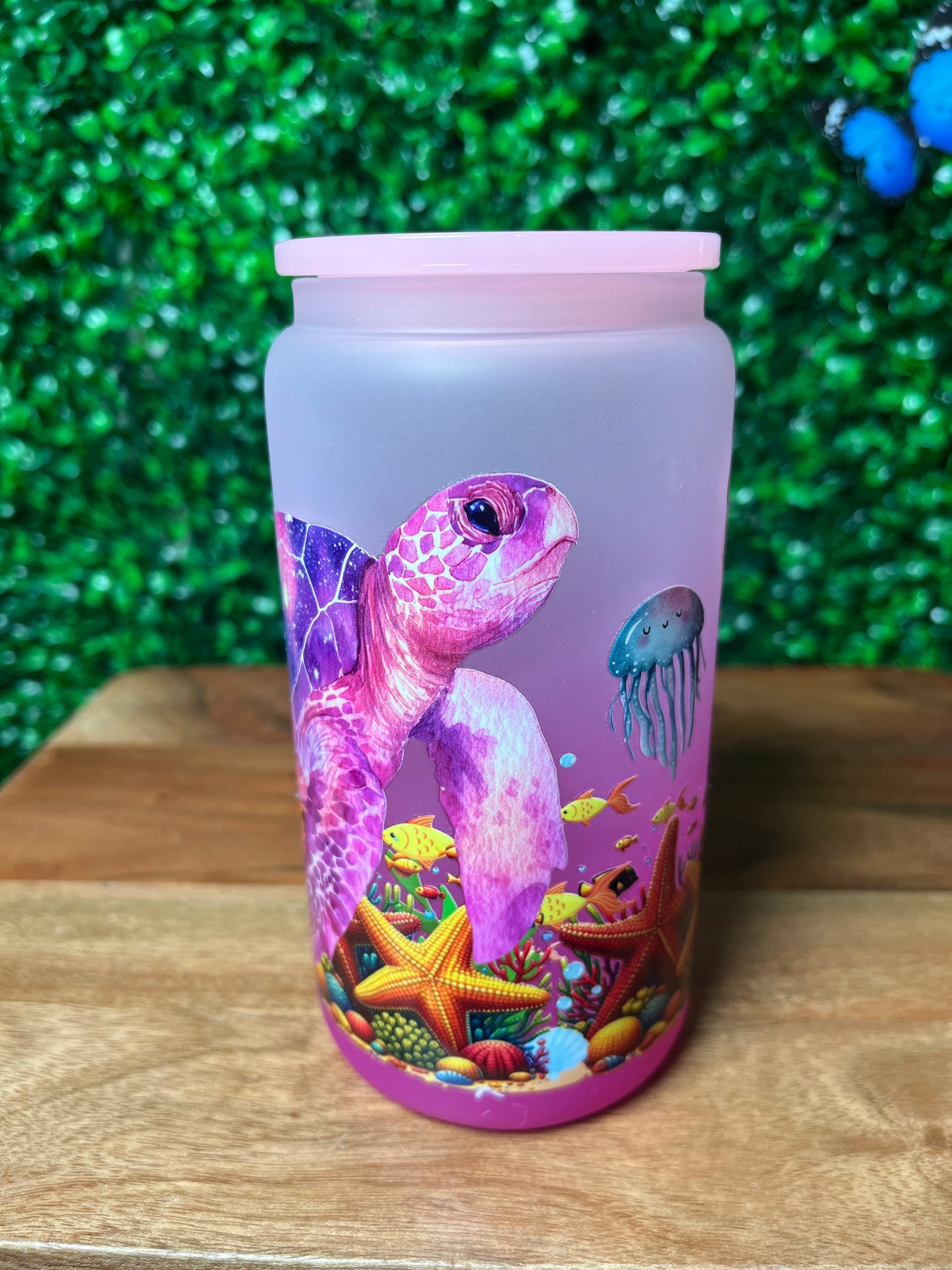16oz Sea Turtle UVDTF Glass Cup