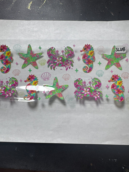 SL68 Seahorse crab and starfish uvdtf wrap