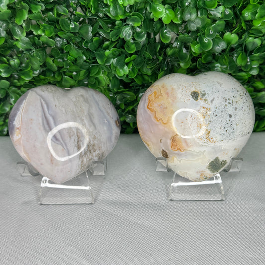 Sea Jasper Heart Carvings