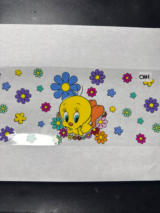 C161 yellow bird and flowers uvdtf wrap