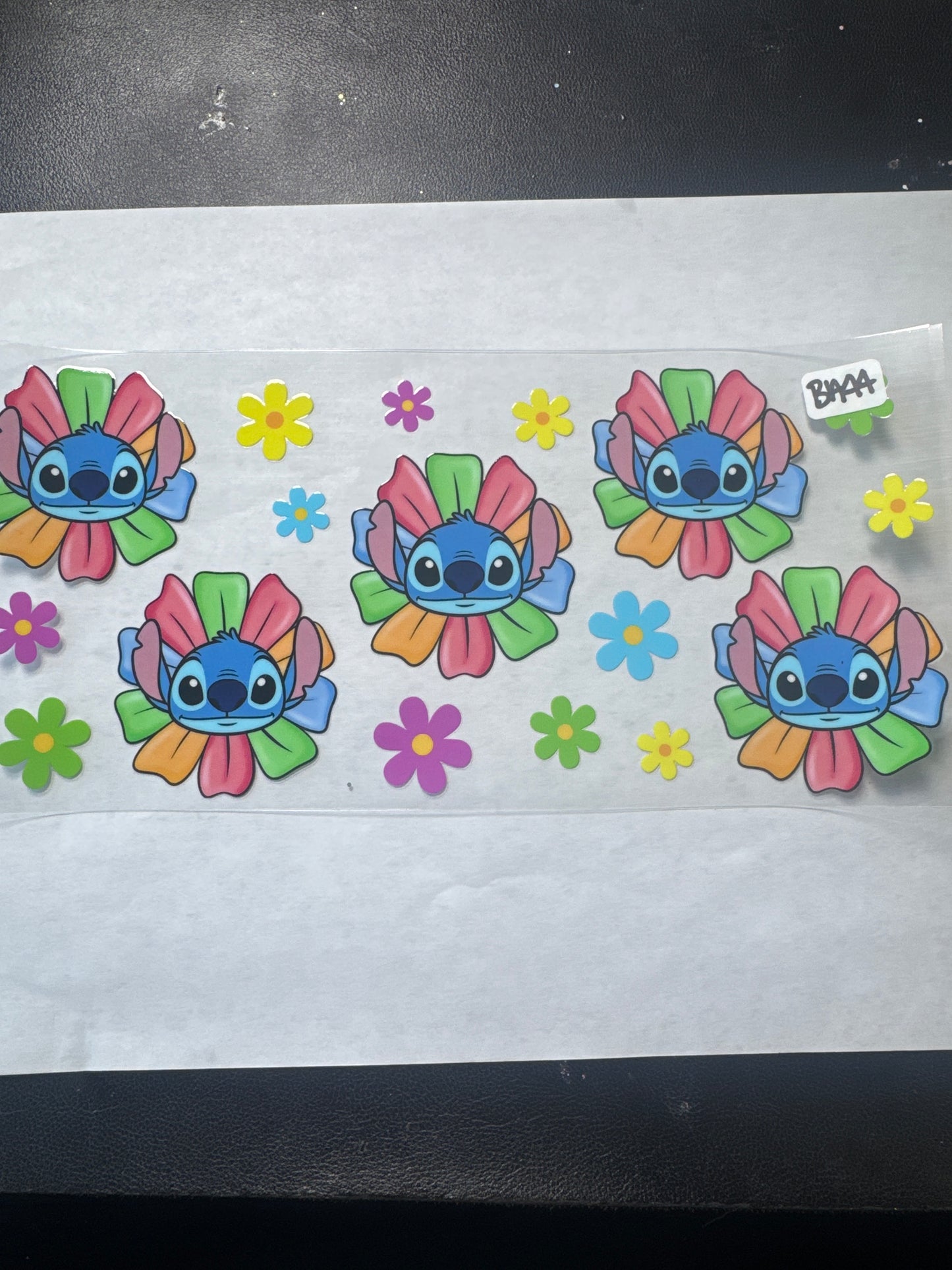 BA 44 Blue alien with colorful flowers uvdtf wrap