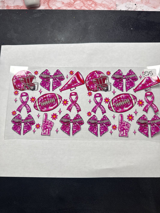 E15 cancer awareness with bows and sports helmets uvdtf wrap