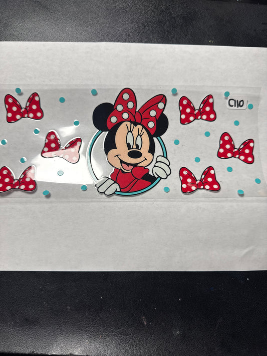 C110 Red mouse with Polka dot bow uvdtf wrap