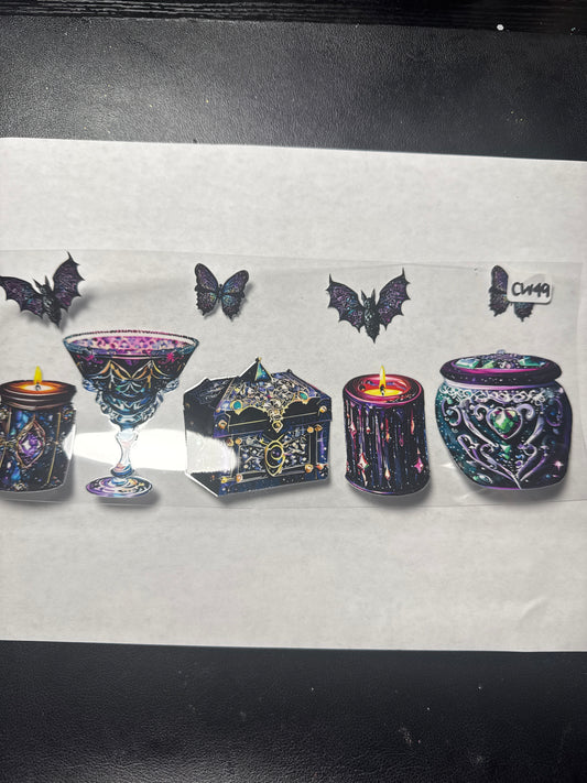 CW49 Candles bars and butterflies crystal and witchy style uvdtf wraps