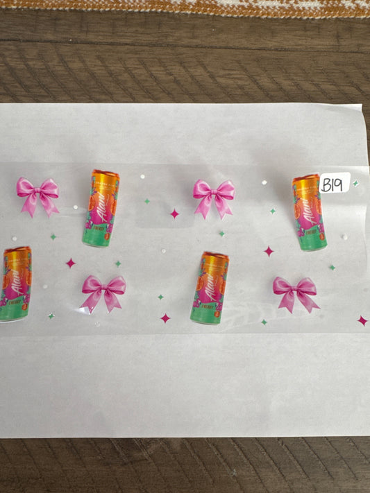 B19 energy drink and bows uvdtf wrap