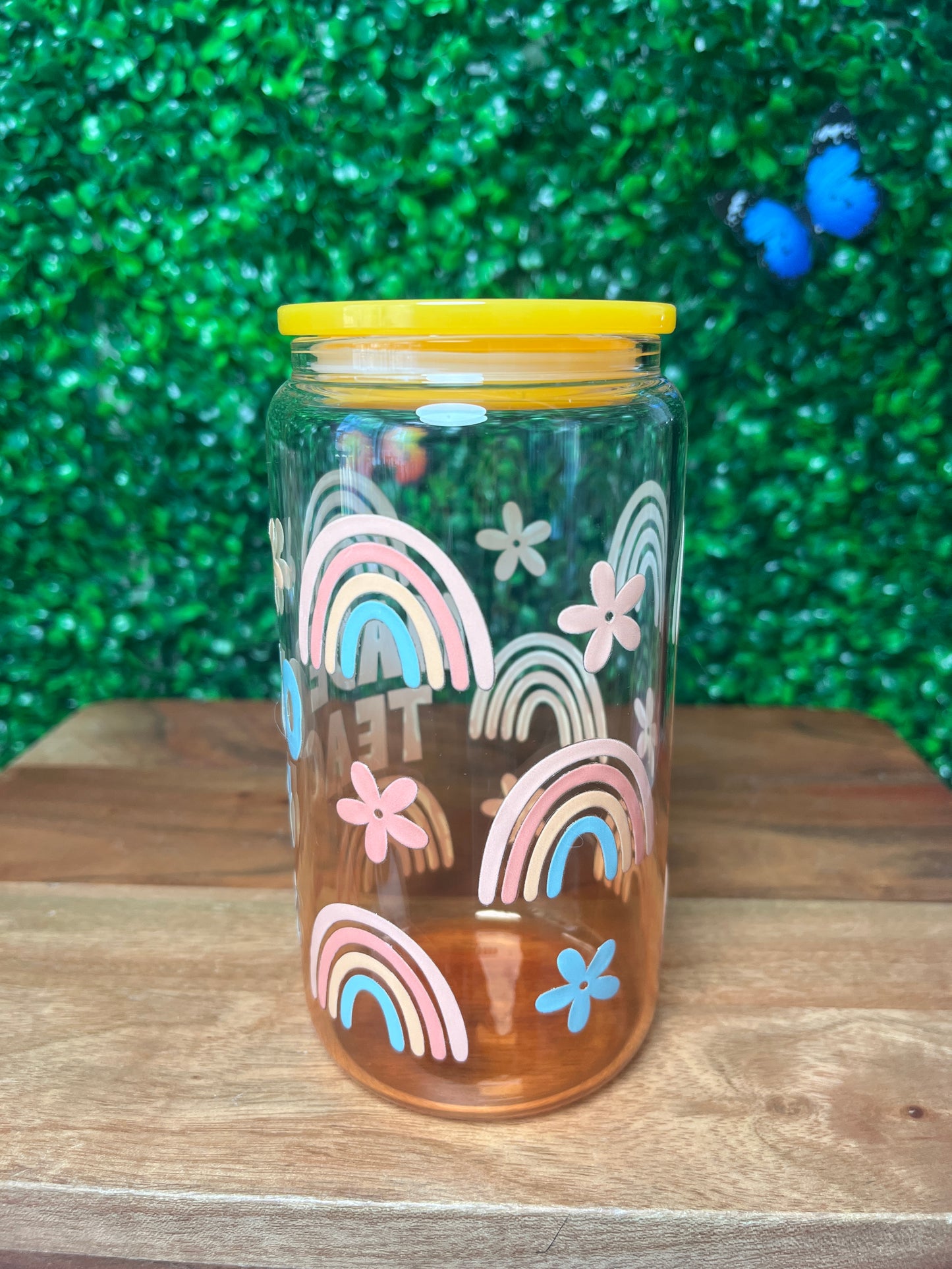 16oz Teacher Rainbow UVDTF Glass Cup