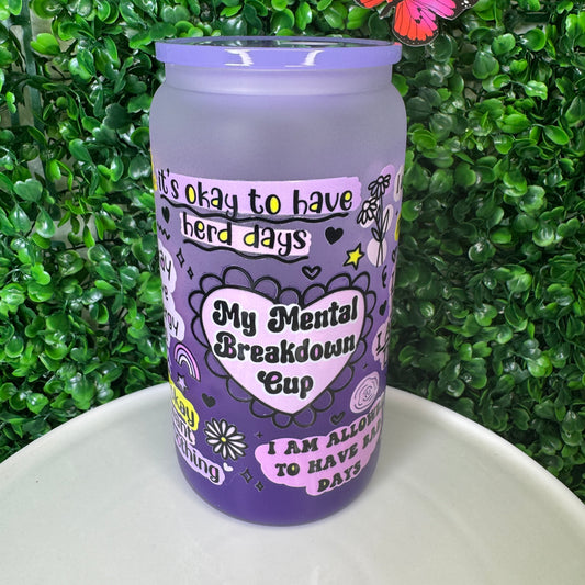 16oz Purple Mental Breakdown UVDTF Cup