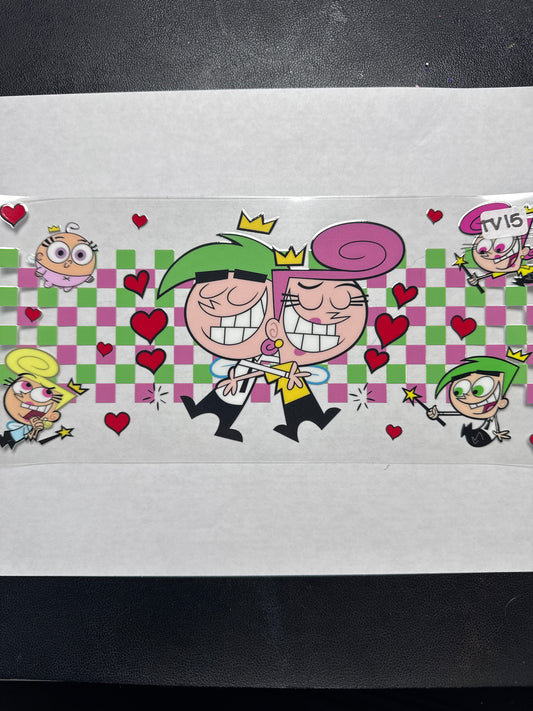 TV15 pink and green odd fairies character tv show uvdtf wrap