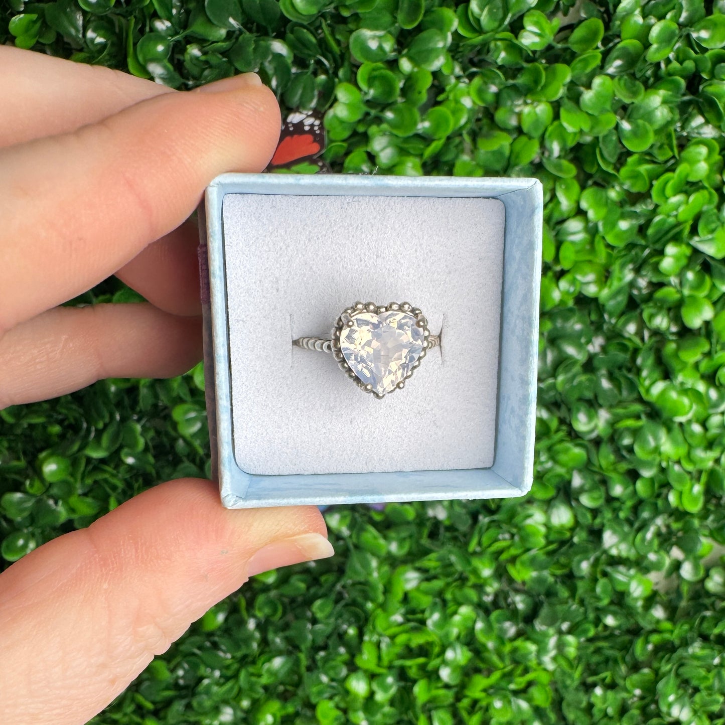 925 Adjustable lavander moon quartz ring