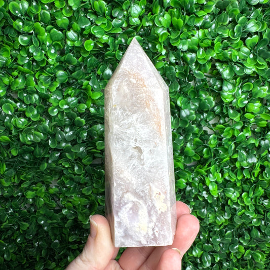 Pink amethyst flower agate tower