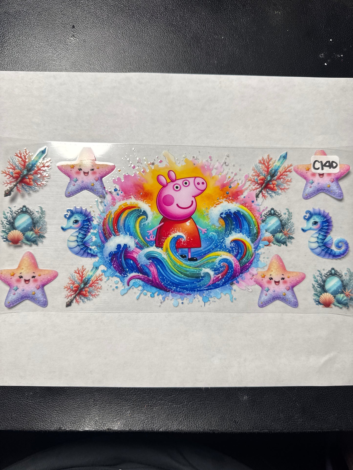 CW140 pink pig character uvdtf wrap