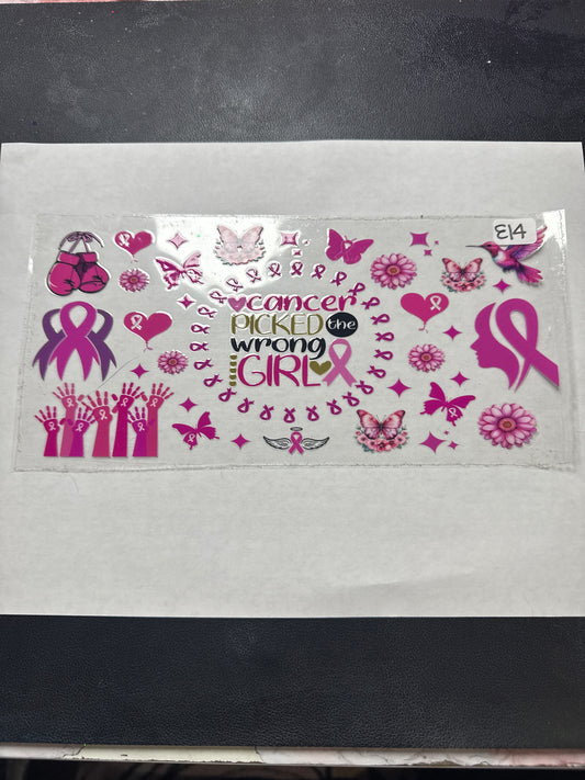 E14 cancer awareness uvdtf wrap