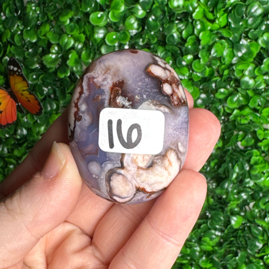 Blue Flower Agate Palm Stones