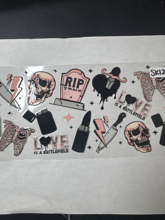 SK12 skulls lightning bolts pink tombstones bones uvdtf wrap