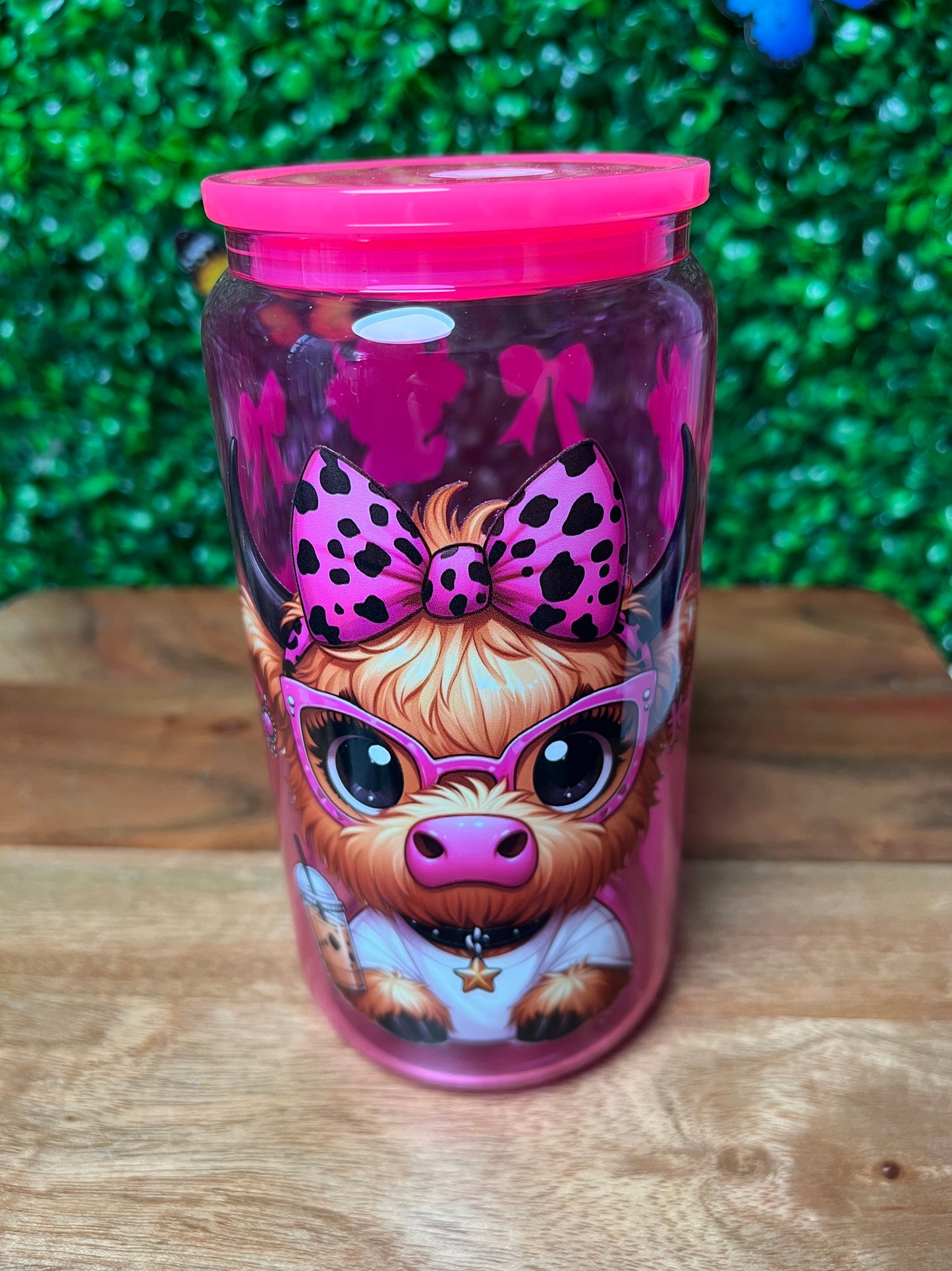 16oz Highland Cow UVDTF Glass Cup