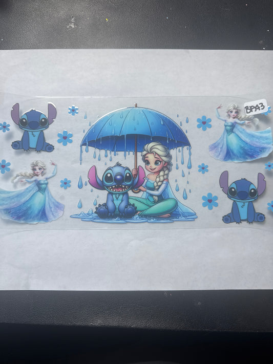 BA 43 Blue alien and frozen princess uvdtf wrap