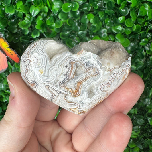 Mexican Crazy Lace Agate Heart Carving